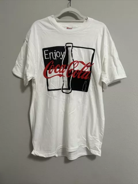 Coca Cola Mens white Graphic T Shirt - Enjoy Coke - Size XL