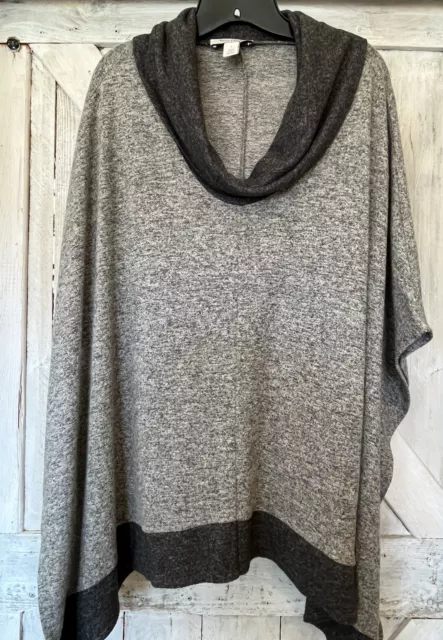 White House Black Market Women’s Gray Cowl Neck Poncho Sweater Size Small