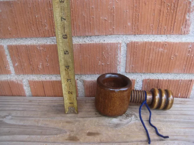 Vintage Old Wood Turned Screw Nut Cracker Home Kitchen Art Decor