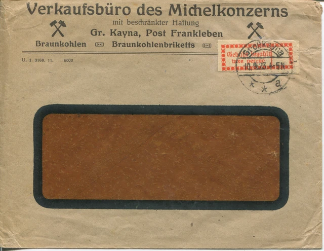 Gebührenzettel OPD Halle 1 I e Brief von Großkayna Bedarf geprüft selten (B11781 Gebührenzettel OPD Halle 1 I e Brief von Großkayna Bedarf geprüft selten (B11781