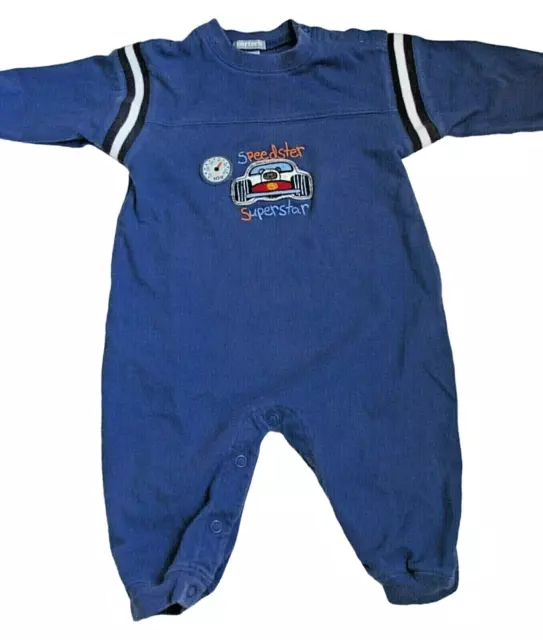 Carters Boys Footless Romper Size 9M Blue Long Sleeve Car Speedster Infant