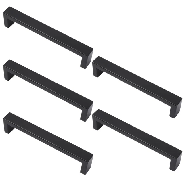 5 Pcs Matte Black Door Handle Kitchen Cabinet Knobs Drawer Pulls
