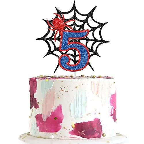 Dalaber Spider Man Cake Topper for 5th Birthday - Boys 5th Birthday Party