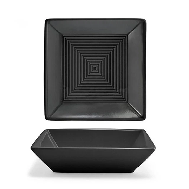 FOH DBO008BKP23 Spiral Ink 5.5" Square Bowl - 12 / CS