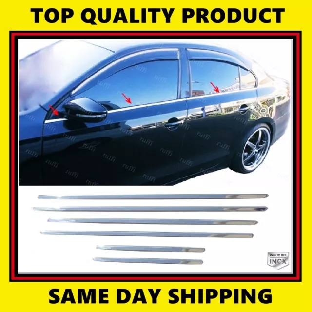 Chrome Windows Frame Trim 6 pcs S.STEEL For VW JETTA IV Saloon 2010 onwards