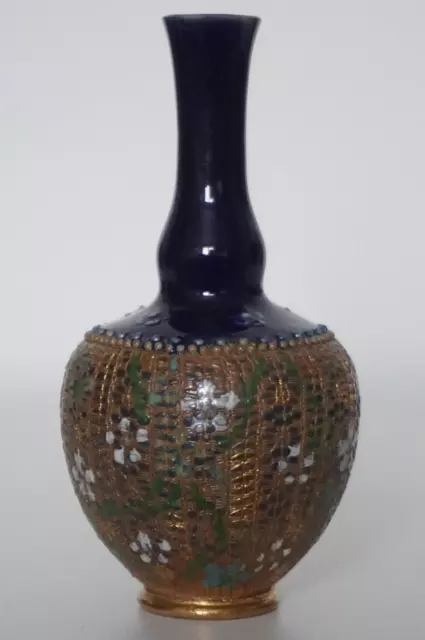 Antique Doulton Lambeth Miniature Vase - Chine Slaters Patent Body - c.1905