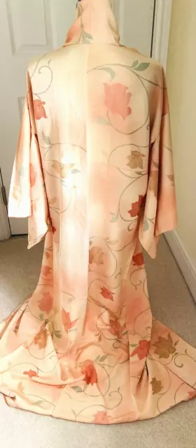 Vintage Giapponese Donna"" Pesca ""Bella Clematide"" Komon/Kimono/Abito M/L