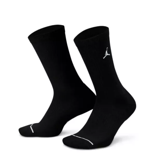 Nike Jordan Everyday Max Crew Socks 3 Pairs Black SX5545 013 DRI-FIT Size L 8-12