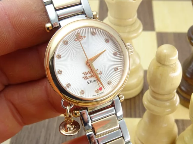 VIVIENNE WESTWOOD Orb Diamond Ladies 30mm Two Tone Bracelet Wristwatch VV006SLRS