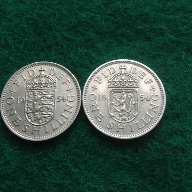 2 Shillings English&Scottish both 1954