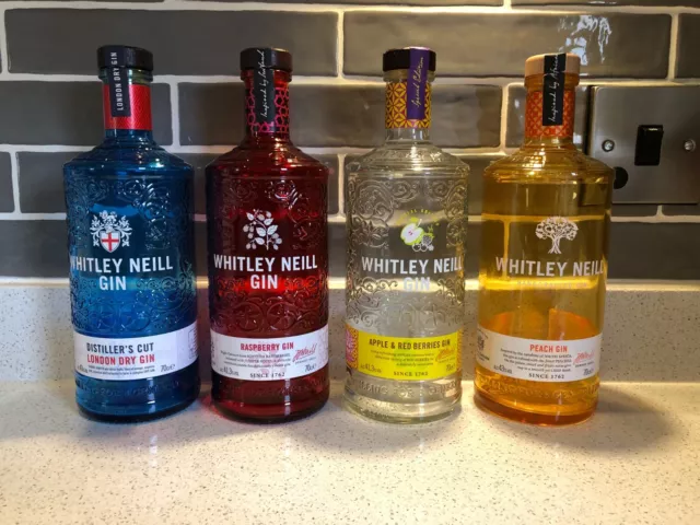 4 X 70Cl Whitley Neill Gin Empty Glass Bottles Complete With Stoppers