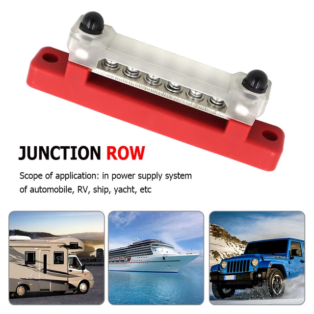 Red Bar Block CAR TERMINAL BLOCK Bus Bar Power Distribution Block for Car Boat (Red 6 ...