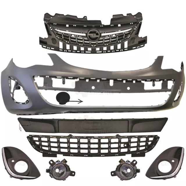 Set Stoßstange vorne + Nebel+Zubehör für Opel Corsa D Bj. 11-14  Facelift