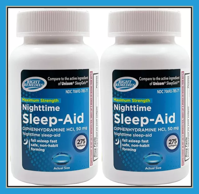 RIGHT REMEDIES Diphenhydramine HCI, 50 mg Nighttime Sleep Aid-2 bottles