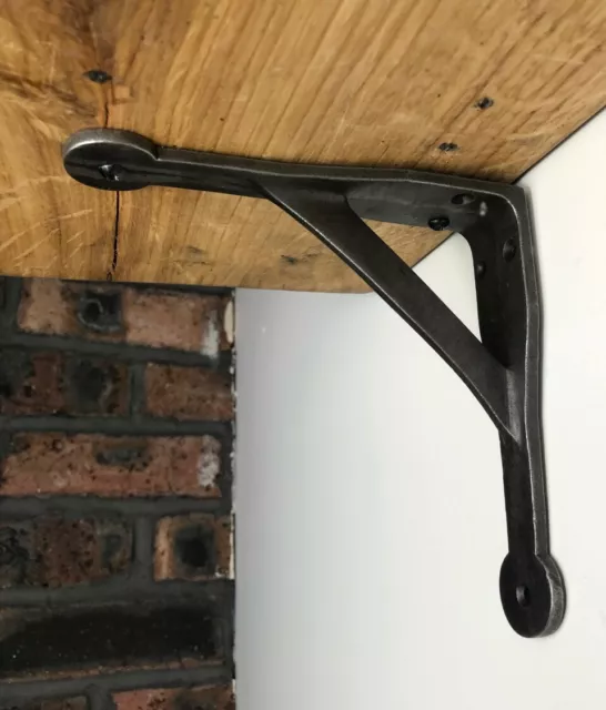 Shelf  Brackets Pair Of Cast Iron  Gallow  6" X 6"  Antique Iron/ Black Finish