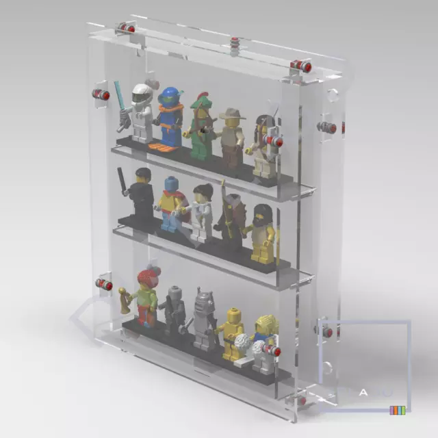 Wall Mounted Display case for up to 18 LEGO® minifigures. Mini Series Display