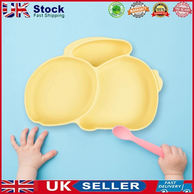 Cartoon Children Dishes Cute Silicone Baby Feeding Dishes Baby Cutlery (Yellow)