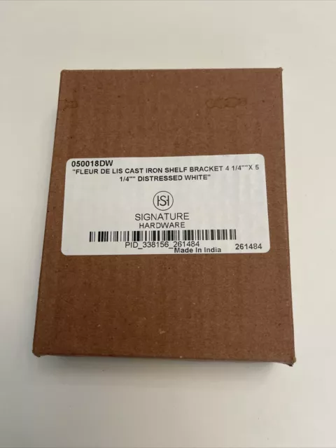 Signature Hardware 050018-4.25”x5.25”Fleur De Lis Cast Iron Shelf Bracket -White