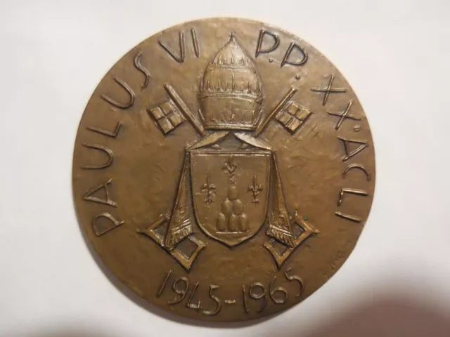 Medalla del Vaticano Papa Pablo VI 20 ACLI 1945 1965 grabador Manfrini