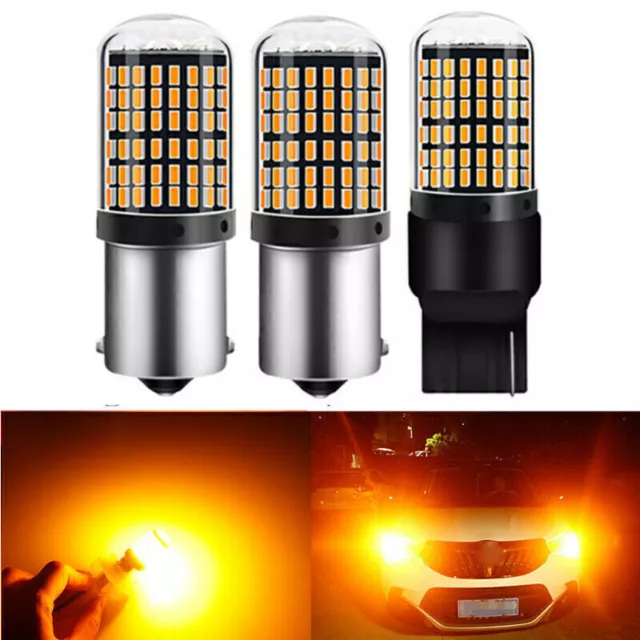 2x 144SMD Auto BA15S 1156 T20 BAU15S LED Birne Signallicht Blinker 12V Gelb