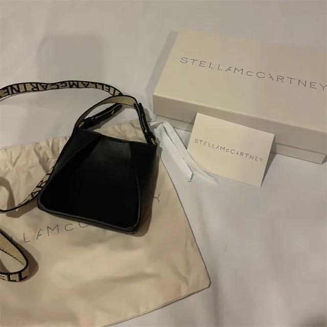 Stella McCartney Micro Mini Bag Hobo Crossbody Shoulder Bag Black Beige No Box