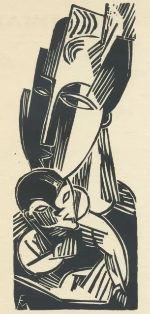 Conrad Felixmüller - mother with child - woodcut 1918