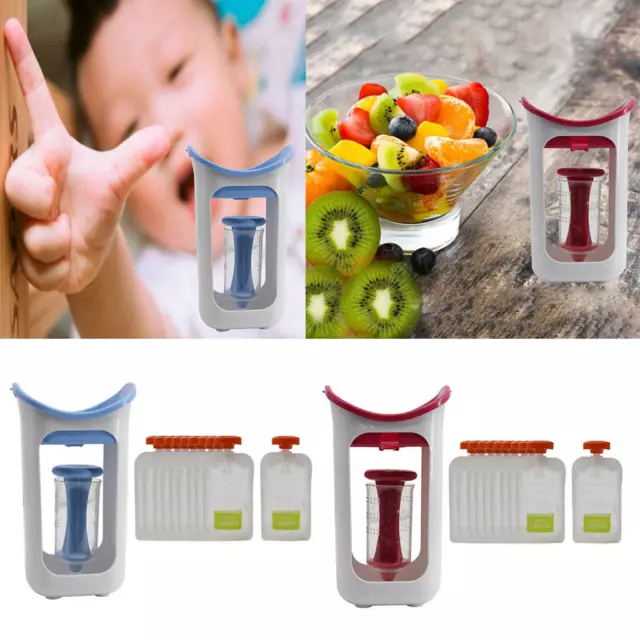 Baby Feeding Food Juice Squeezer w/ Storage Pouch Container Puree Packing