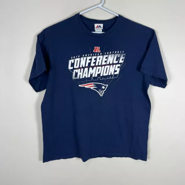 New England Patriots NFL Blue Casual Crew Neck Tee T Shirt Men's XL