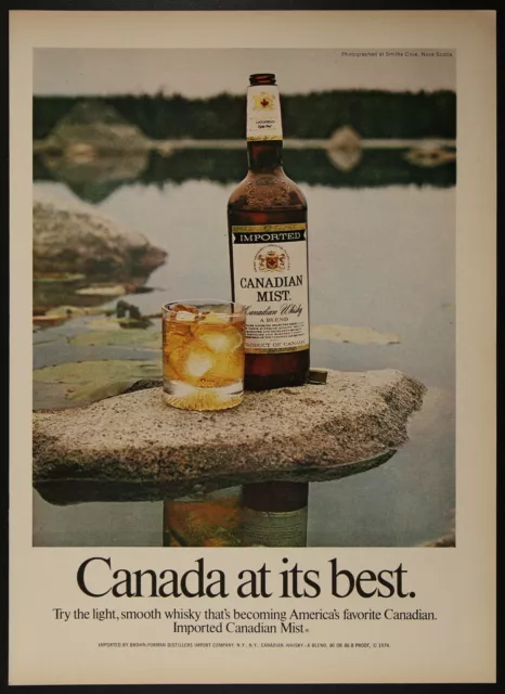Canadian Mist Whisky Smith’s Cove Nova Scotia Rock Water Vintage Print Ad 1975