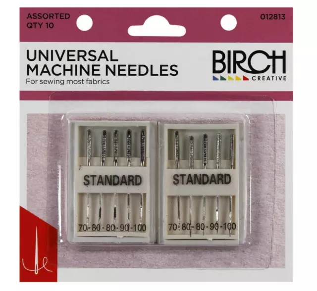 Birch Universal Machine Needles - Assorted sizes - 10 pack