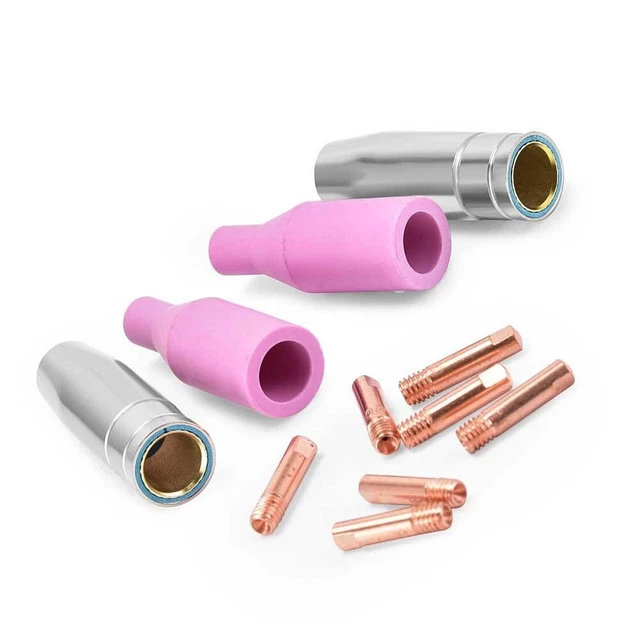 Set Accessori Saldatura MIG - 20 Pezzi Per Torcia Con Ugelli E Punta M6 0,8mm