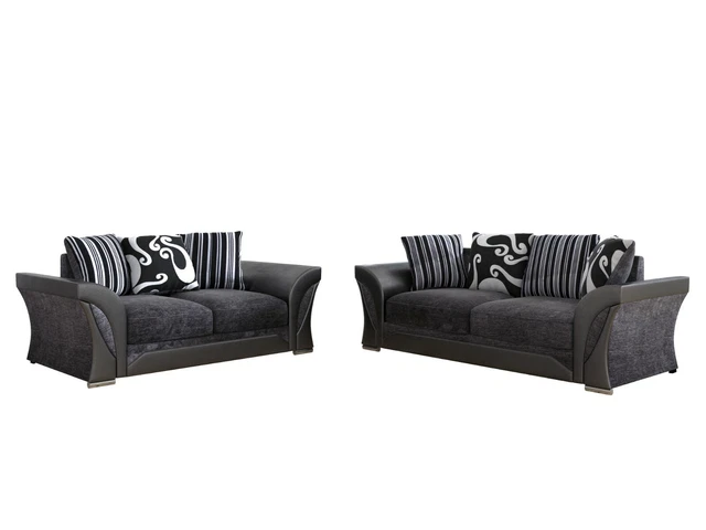 Fabric Sofa 3 2 1 Swivel Chair Grey Black or Beige Brown