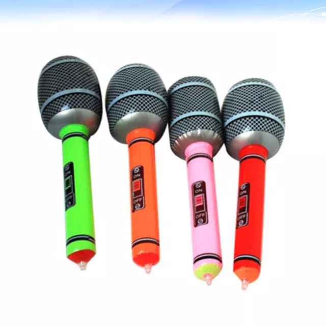 Amosfun 4pcs Inflatable Microphone Balloons for 80s 90s Party