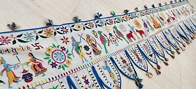 100"x 17" Ethnic Embroidery Rabari Tapestry Decor Door Valance Indian Toran/Trim