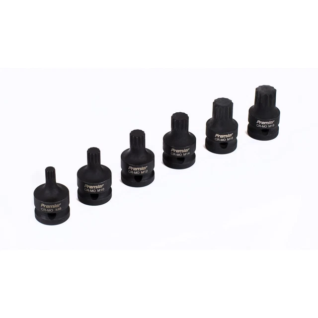 Sealey AK5608 Impact Spline Prise Bit Ensemble 6pc 1.3cmSq Lecteur 2