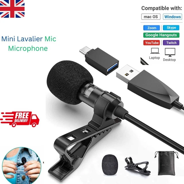 HD Clip-on Lapel Mini Lavalier Mic Microphone For Mobile Phone PC Recording Live