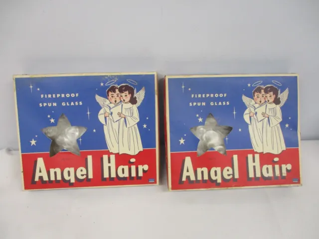 Vintage Spun Glass White Angel Hair Christmas Decoration & Star