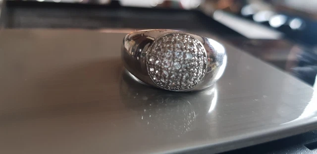 Bague Argent Massif Et Onyx Vintage 1970 - Taille 54, Style 70's