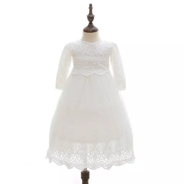 Sale Baby Baptism Long Dress Floral Embroidery Christening Lace Gown Bonnet