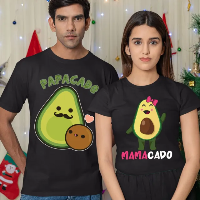 Mamacado And Papacado Pregnancy Announcement Funny Couple Matching T-Shirts #NED