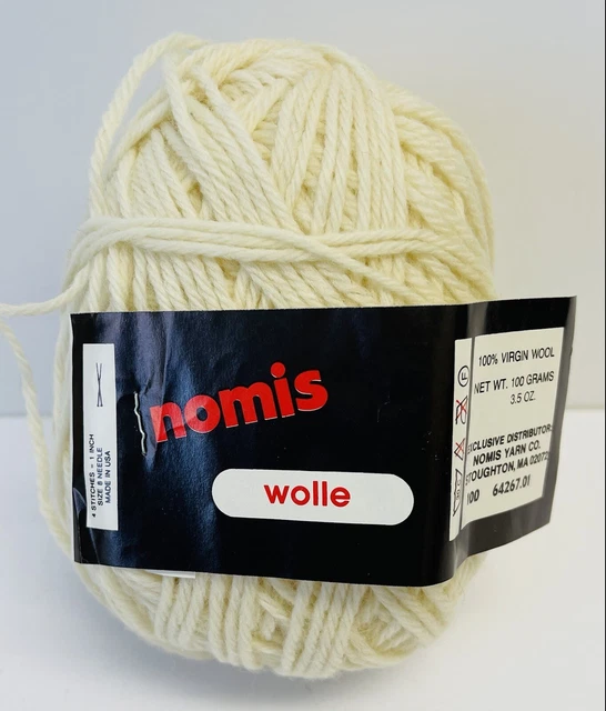 Wool Yarn  Cream Unit of 1 Made In USA For Nomis Wolle Worsted New With Label