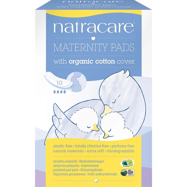 Almohadillas de maternidad natural Natracare con algodón orgánico libre de cloro - 10 almohadillas