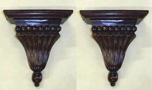 Wall Shelves -  "Brompton" Decorative Wall Bracket Pair - Wooden Wall Brackets