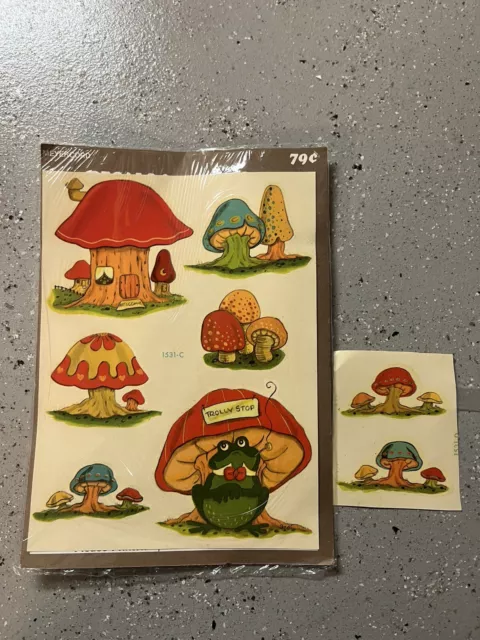 Vintage Decoral Decals Mushrooms Meyercord NIP