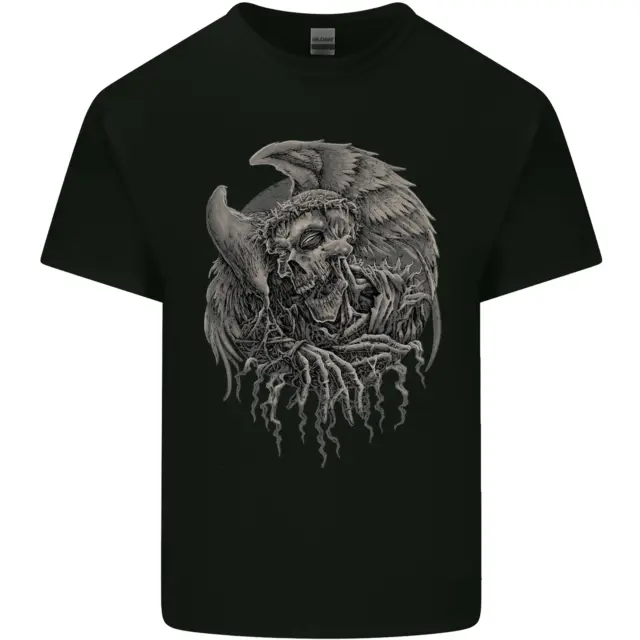 T-shirt top Angel Skull of Death Biker moto gotica da uomo cotone