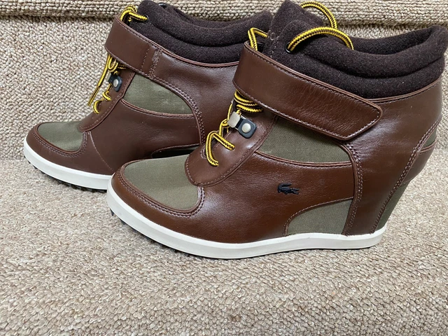 WOMENS LACOSTE BERDINE 4 Leather Brown Wedge Trainers Size 6 39.5 90.00 PicClick UK