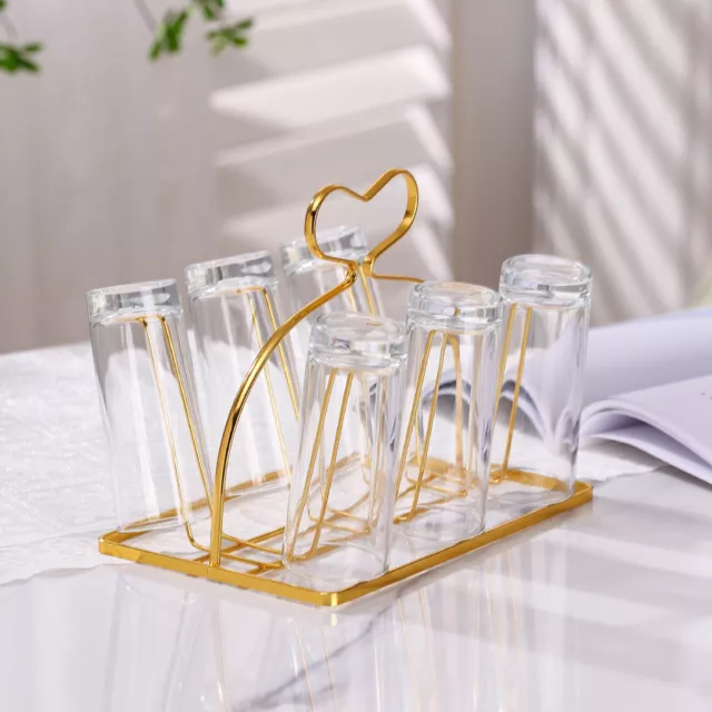 Metal Glass Cup Rack For 6 Water Mug Draining Drying Organizer Holder Stand AU