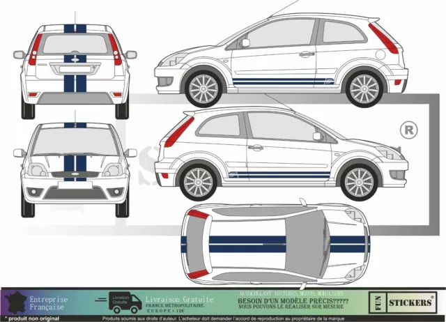 FORD FIESTA MK2 ST bandes voiture vinyle graphique autocollants Viper Racing St 2