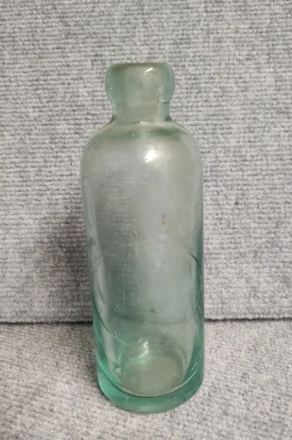7" Antique Blob Top Bottle Marked "The Liquid" On Bottom Green Glass