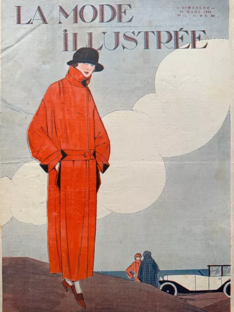 Original März 18, 1923 Französisch Mode Illustree Magazin - Art Déco Farbe Cover